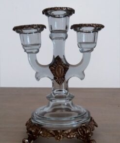 Κηροπήγιο 3Θέσεων Μπρούτζινο-Γυάλινο PAPSHOP 14x11,5x21,5εκ. BC5424home