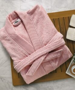 Μπουρνούζι Ενηλίκων Με Γιακά Βαμβακερό Medium Elegante Pink Sb home24home