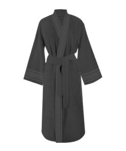 Μπουρνούζι Ενηλίκων Με Γιακά Βαμβακερό Medium Greek 1 Grey Makis Tselios24home