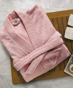 Μπουρνούζι Με Γιακά Βαμβακερό Small Elegante Pink Sb home24home