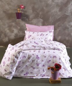 Παπλωματοθήκη Βαμβακερή Μονή 160x240εκ. Alphabet Lilac SB HOME24home