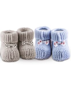 Σετ 2 Ζεύγη Πλεκτά Παπουτσάκια Αγκαλιάς Baby Shoes No 8 Blue-Grey SB HOME24home