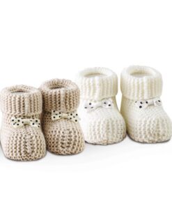 Σετ 2 Ζεύγη Πλεκτά Παπουτσάκια Αγκαλιάς Baby Shoes No2 Ecru-Beige SB HOME24home