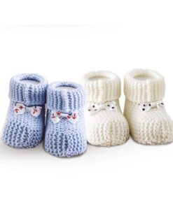Σετ 2 Ζεύγη Πλεκτά Παπουτσάκια Αγκαλιάς Baby Shoes No6 Ecru-Ciel SB HOME24home