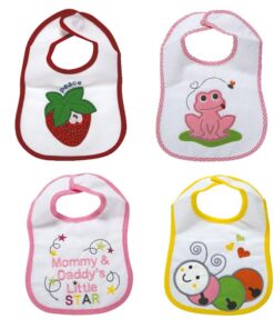 Σετ 4τμχ Σαλιάρες Βαμβακερές Αδιάβροχες Senses Baby Bibs Pink No 2 SB HOME24home