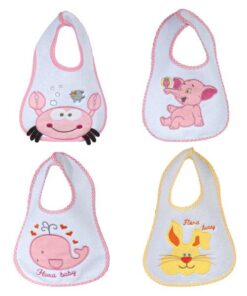 Σετ 4τμχ Σαλιάρες Βαμβακερές Αδιάβροχες Senses Baby Bibs Pink No 4 SB HOME24home