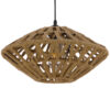 GloboStar® NATHLEN 01187 Vintage Κρεμαστό Φωτιστικό Οροφής Μονόφωτο 1 x E27 Μαύρο Μεταλλικό Πλέγμα με Μπεζ Σχοινί Φ40 x Y20cmGlobostar