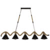 GloboStar® TYMEN 01190 Vintage Φωτιστικό Οροφής Πολύφωτο 5 x E27 Μαύρο Μεταλλικό Καμπάνα με Μπεζ Σχοινί Μ150 x Π22 x Υ23cmGlobostar