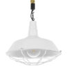 GloboStar® NARANZA 01409 Vintage Industrial Κρεμαστό Φωτιστικό Οροφής Μονόφωτο 1 x E27 Λευκό Ματ Μεταλλικό Καμπάνα Πλέγμα με Μπεζ Σχοινί Φ36 x Υ31cmGlobostar