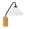 GloboStar® ALESSIA 01457 Μοντέρνο Φωτιστικό Τοίχου Απλίκα Μονόφωτο Μαύρο Λευκό με Ξύλινη Βάση και Διακόπτη ON/OFF Μεταλλικό Φ18 x Y29cmGlobostar