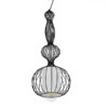 GloboStar® NELLY 01560 Vintage Industrial Κρεμαστό Φωτιστικό Οροφής Μονόφωτο Μαύρο Μεταλλικό Πλέγμα και Υφασμάτινο Εσωτερικό Καπέλο Φ25 x Υ67cmGlobostar