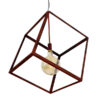 GloboStar® CUBE 01673 Μοντέρνο Κρεμαστό Φωτιστικό Οροφής Μονόφωτο 1 x E27 Καφέ Σκουριά Μεταλλικό Πλέγμα Μ70 x Π70 x Υ87cmGlobostar