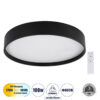 GloboStar® NARNIA 61259 Πλαφονιέρα Οροφής LED CCT 100W 11500lm 120° AC 220-240V - Εναλλαγή Φωτισμού μέσω Τηλεχειριστηρίου All In One Ψυχρό 6000k+Φυσικό 4500k+Θερμό 2700k Dimmable Φ60 x Υ10cm - Μαύρο - 3 Years WarrantyGlobostar