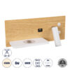 GloboStar® PALADIN 61359 Μοντέρνο Φωτιστικό Τοίχου - Απλίκα Ξενοδοχείου Bed Side LED 6W 720lm 36° AC 220-240V - Reading Light & Κρυφός Φωτισμός - Φορτιστές USB 3A & Wireless 20W - Μ30 x Π11 x Υ12cm - Φυσικό Λευκό 4500K - Ξύλο & Λευκό - ΑριστερόGlobostar