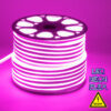 GloboStar® 70567 OVALE 120° Degree Neon Flex Epistar LED SMD 2835 1m 12W/m 120LED/m 1212lm/m 120° DC 24V Αδιάβροχη IP68 Ροζ DimmableGlobostar