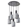 SE21-BL-4-5BL-GL1 ADEPT TUBE Black Pendant Smoked Glass+Homelighting