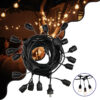 GloboStar® 78985 Καλωδιογιρλάντα PVC 20 Μέτρων με 15 Ντουί E27 με Πρίζα Schuko Επεκτεινόμενη Αδιάβροχη IP65Globostar