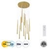 GloboStar® TEARS 61314 Κρεμαστό Φωτιστικό Οροφής Design LED CCT 36W 3960lm 180° AC 220-240V - Εναλλαγή Φωτισμού μέσω Τηλεχειριστηρίου All In One Ψυχρό 6000k+Φυσικό 4500k+Θερμό 2700k Dimmable Φ60 x Υ51.5cm - Χρυσό Βούρτσας - 3 Years WarrantyGlobostar