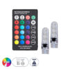 GloboStar® 81062 Λάμπές Αυτοκινήτου LED T10 W5W με Ασύρματο Χειριστήριο IR 6xSMD3535 2.5W 300lm 360° DC 12-16V IP20 Φ1 x Υ3.5cm RGBW - Σετ 2 Τεμαχίων σε BlisterGlobostar