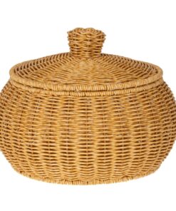 Καλάθι Με Καπάκι Rattan-Πλαστικό Κρεμ iliadis Φ29x21,5εκ. 8595724home