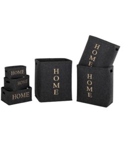 Καλάθι Σετ 6τμχ Τσόχινα Ανθρακί HOME 48x35x55εκ.-26x18x14εκ. 8576524home