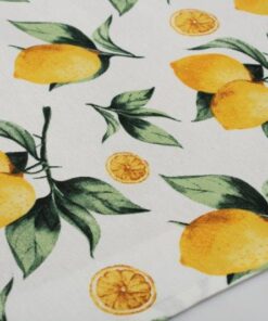 Καρές Εμπριμέ Polycotton Αλέκιαστος 90x90εκ.  Lemon 457 White-Yellow DimCol24home