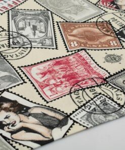 Καρές Εμπριμέ Polycotton Αλέκιαστος 90x90εκ. Vintage Post Stamps 482 Ecru DimCol24home