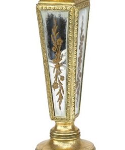Κηροπήγιο Polyresin Με Καθρέπτη Αντικέ Χρυσό PAPSHOP 9,8x9,8x31,8εκ. KI7524home