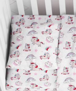 Μαξιλαροθήκη Βαμβακερή Bebe 35x45εκ. Unicorn 108 White-Pink DIMcol24home