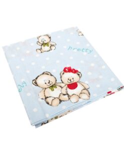Μαξιλαροθήκη Εμπριμέ Bebe 50χ70εκ. Two Lovely Bears 64 Blue Dimcol24home