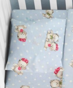 Μαξιλαροθήκη Εμπριμέ Φάκελος Βαμβακερή Bebe 35x45εκ. Two Lovely Bears 64 Blue24home