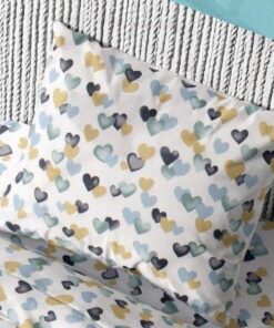 Μαξιλαροθήκη Φάκελος Βαμβακερή 50x70εκ. Hearts 11 Grey-Green DimCol24home