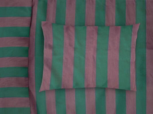 Μαξιλαροθήκη Φάκελος Βαμβακοσατέν 50x70εκ. Stripes 156 Green-Antique Pink DimCol24home