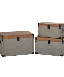 Μπαούλο Σετ 3τμχ Ξύλινο Καφέ-Μπεζ 49x30,5x30,5εκ.-42,5x25,5x25,5εκ.-36x20,5x20,5εκ. iliadis 8532624home