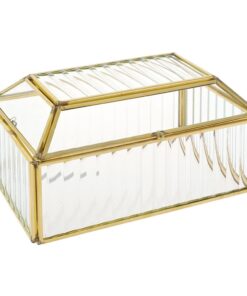 Μπιζουτιέρα Γυάλινη-Μεταλλική Χρυσή iliadis 19x12x10εκ. 8098324home