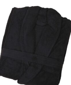 Μπουρνούζι Ενηλίκων Με Γιακά Βαμβακερό Extra Large Daily Black Sb home24home