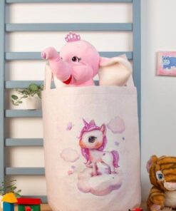 Παιδικό Καλάθι Αποθήκευσης Polyester Ροζ Unicorn 74 DimCol 45x30x50εκ.24home