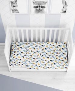 Παπλωματοθήκη Βαμβακερή Κούνιας 120x160εκ. Hearts 12 Grey-Green DIMcol24home