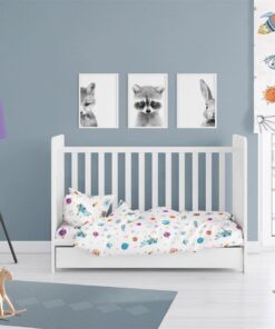Παπλωματοθήκη Βαμβακερή Κούνιας 120x160εκ. Space 188 White DimCol24home