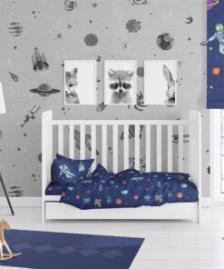 Παπλωματοθήκη Βαμβακερή Κούνιας 120x160εκ. Space 189 Blue DimCol24home