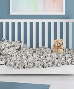 Παπλωματοθήκη Φανελένια Κούνιας 120x160εκ. Panda Bear 96 Grey DimCol24home
