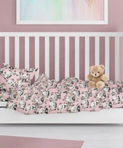Παπλωματοθήκη Φανελένια Κούνιας 120x160εκ. Panda Bear 97 Pink DimCol24home