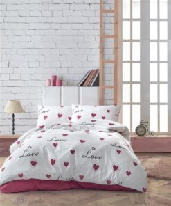 Παπλωματοθήκη Polycotton Μονή 160x240εκ. Έρως 301 White-Red DimCol24home