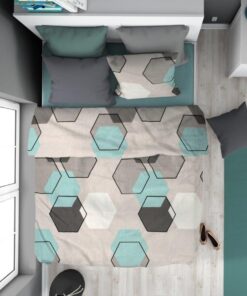 Παπλωματοθήκη Polycotton Μονή 160x240εκ. Hexagon 395 Grey Dimcol24home
