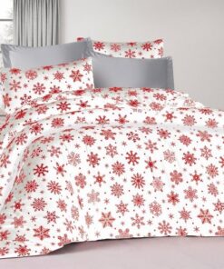 Παπλωματοθήκη Polycotton Μονή 160x240εκ. Snowflake 462 White-Red DimCol24home