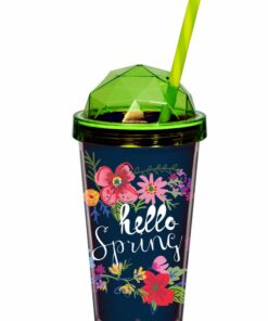 Ποτήρι Με Διπλό Τοίχωμα & Καλαμάκι Hello Spring 540ml Veltihome 1613424home
