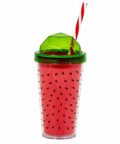 Ποτήρι Με Διπλό Τοίχωμα & Καλαμάκι Watermelon 540ml Veltihome 1613424home