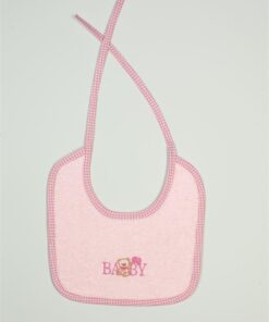 Σαλιάρα Βαμβακερή Με Κέντημα Baby Bear 162 25X25 Ροζ DimCol24home