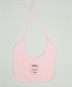Σαλιάρα Βαμβακερή Με Κέντημα Kitty 136 25X25 Ροζ DimCol24home