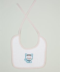 Σαλιάρα Βαμβακερή Με Κέντημα Kitty 137 25X25 Λευκή DimCol24home